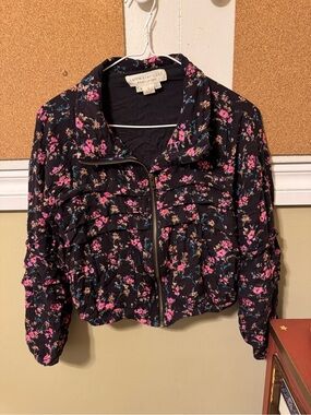 saltwater LUXE Women's Black Floral Zip-Front Jacket